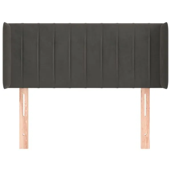 Tăblie de pat cu aripioare gri închis 83x16x78/88 cm catifea
