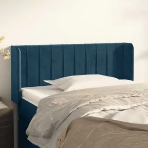 Tăblie pat cu aripioare albastru închis 83x16x78/88 cm catifea