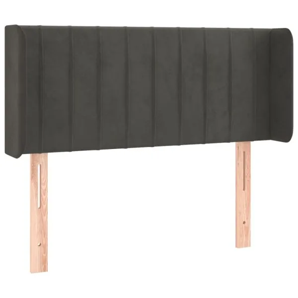 Tăblie de pat cu aripioare gri închis 103x16x78/88 cm catifea