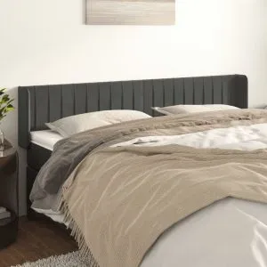 Tăblie de pat cu aripioare gri închis 163x16x78/88 cm catifea