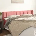 Tăblie de pat cu aripioare roz 203x16x78/88 cm catifea