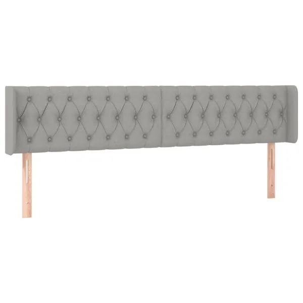Tăblie de pat cu aripioare gri deschis 183x16x78/88 cm textil