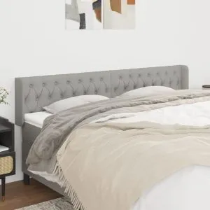 Tăblie de pat cu aripioare gri deschis 183x16x78/88 cm textil
