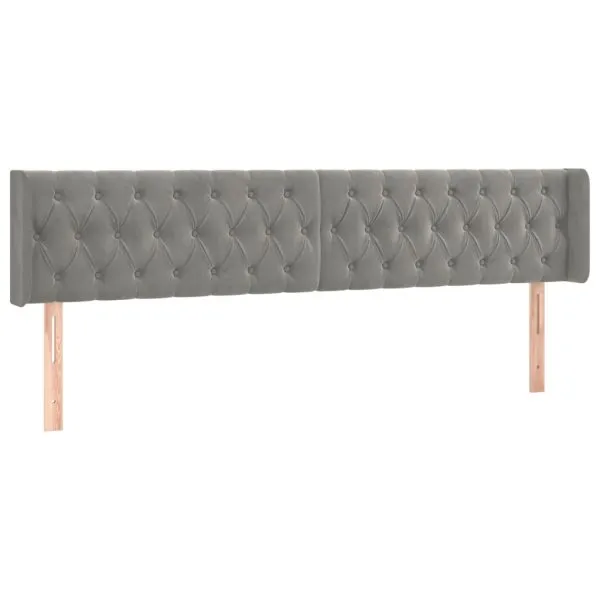 Tăblie de pat cu aripioare gri deschis 183x16x78/88 cm catifea