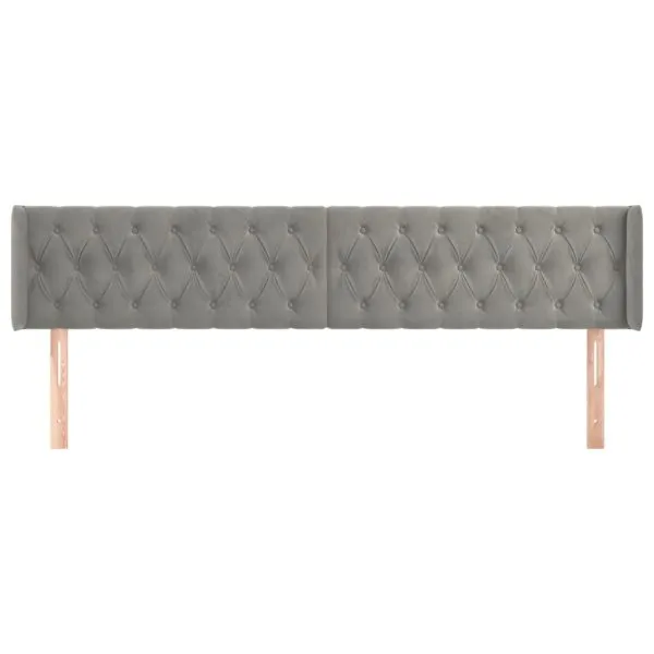 Tăblie de pat cu aripioare gri deschis 183x16x78/88 cm catifea