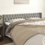 Tăblie de pat cu aripioare gri deschis 183x16x78/88 cm catifea
