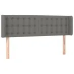 Tăblie de pat cu aripioare gri închis 147x16x78/88 cm textil