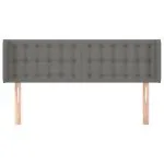 Tăblie de pat cu aripioare gri închis 147x16x78/88 cm textil