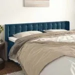 Tăblie pat cu aripioare albastru închis 163x16x78/88 cm catifea