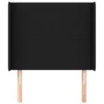 Tăblie de pat cu aripioare, negru, 83x16x118/128 cm, textil