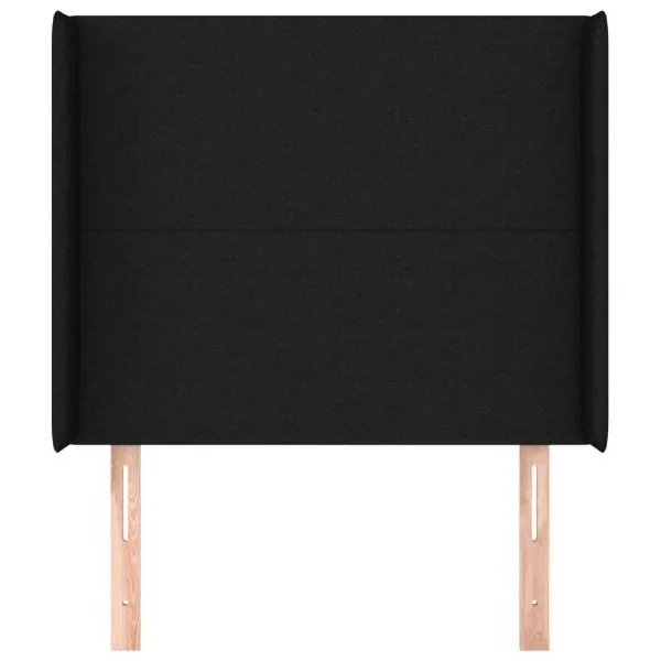 Tăblie de pat cu aripioare, negru, 83x16x118/128 cm, textil