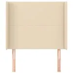 Tăblie de pat cu aripioare, crem, 103x16x118/128 cm, textil