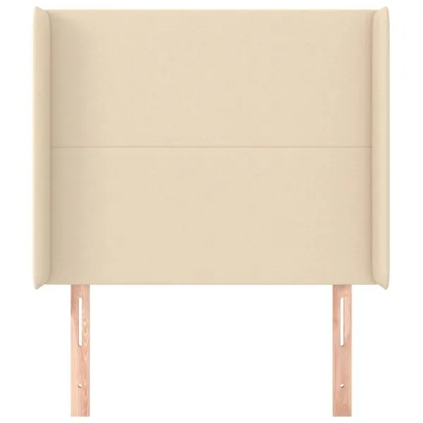 Tăblie de pat cu aripioare, crem, 103x16x118/128 cm, textil