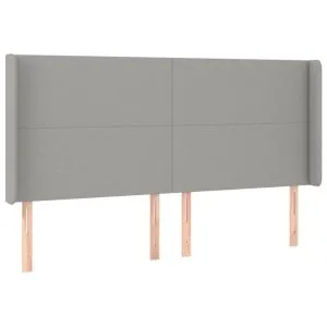Tăblie de pat cu aripioare gri deschis 163x16x118/128 cm textil