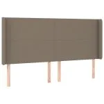 Tăblie de pat cu aripioare, gri taupe, 163x16x118/128cm, textil