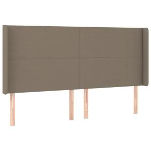 Tăblie de pat cu aripioare, gri taupe, 163x16x118/128cm, textil