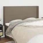 Tăblie de pat cu aripioare, gri taupe, 163x16x118/128cm, textil