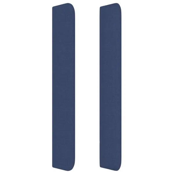 Tăblie de pat cu aripioare, albastru, 163x16x118/128 cm, textil