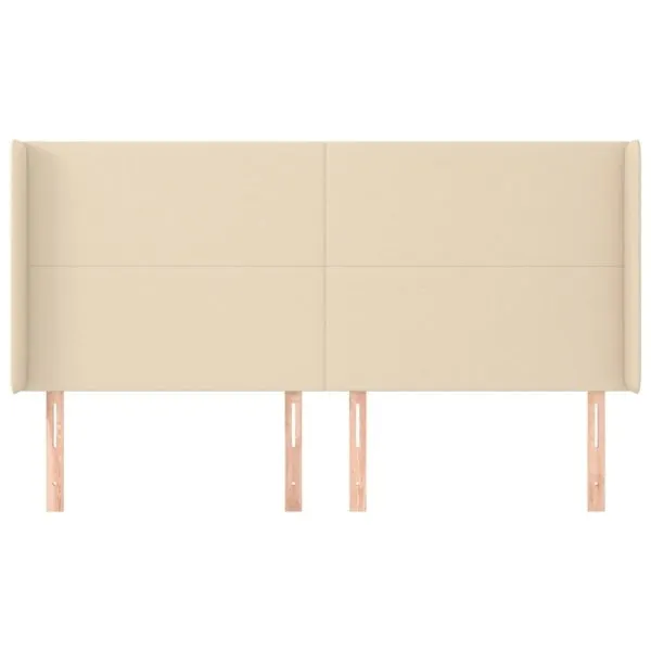 Tăblie de pat cu aripioare, crem, 183x16x118/128 cm, textil
