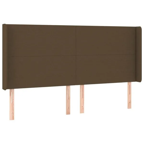 Tăblie de pat cu aripioare maro închis 203x16x118/128 cm textil
