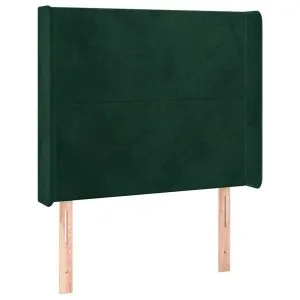 Tăblie pat cu aripioare verde închis 83x16x118/128 cm catifea