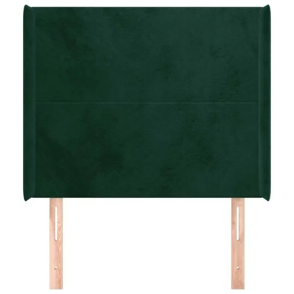 Tăblie pat cu aripioare verde închis 83x16x118/128 cm catifea