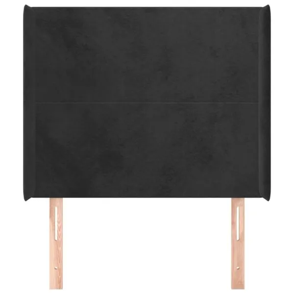 Tăblie de pat cu aripioare, negru, 93x16x118/128 cm, catifea