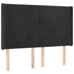 Tăblie de pat cu aripioare, negru, 147x16x118/128 cm, catifea