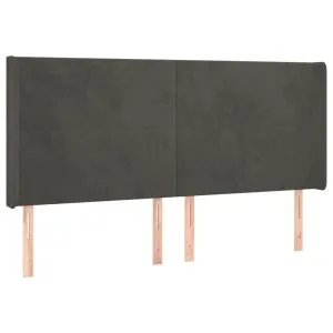 Tăblie de pat cu aripioare gri închis 203x16x118/128 cm catifea