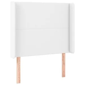 Tăblie de pat cu aripioare, alb, 83x16x118/128 cm, piele eco