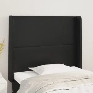 Tăblie de pat cu aripioare, negru, 93x16x118/128 cm, piele eco