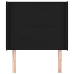 Tăblie de pat cu aripioare, negru, 103x16x118/128 cm, piele eco