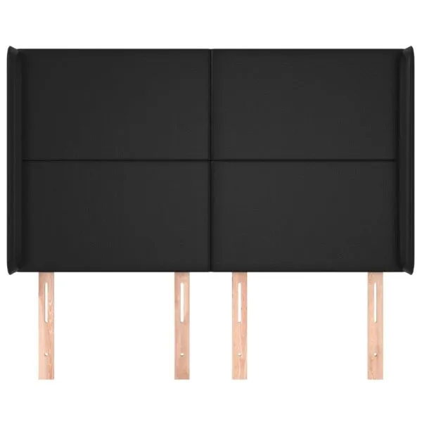 Tăblie de pat cu aripioare, negru, 147x16x118/128 cm, piele eco