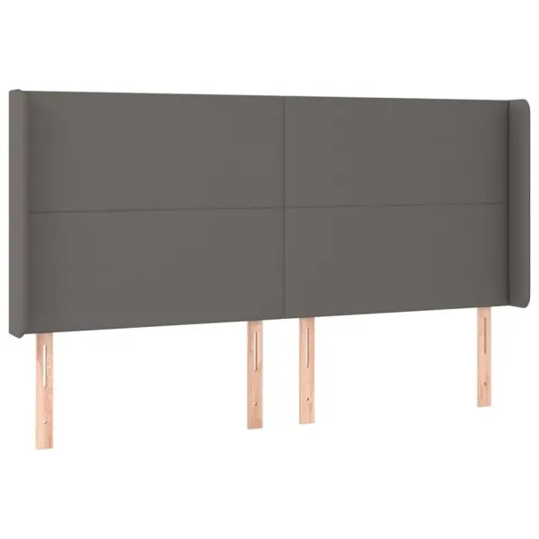 Tăblie de pat cu aripioare gri 163x16x118/128 cm catifea