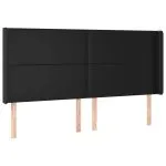 Tăblie de pat cu aripioare, negru, 183x16x118/128 cm, piele eco