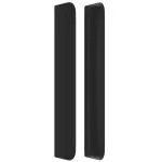 Tăblie de pat cu aripioare, negru, 183x16x118/128 cm, piele eco