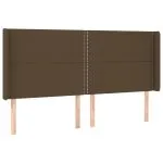 Tăblie de pat cu aripioare maro închis 163x16x118/128 cm textil