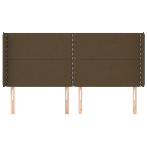 Tăblie de pat cu aripioare maro închis 163x16x118/128 cm textil