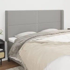 Tăblie de pat cu aripioare gri deschis 183x16x118/128 cm textil