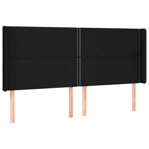 Tăblie de pat cu aripioare, negru, 183x16x118/128 cm, textil
