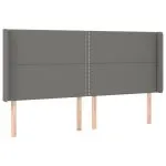 Tăblie de pat cu aripioare gri închis 203x16x118/128 cm textil