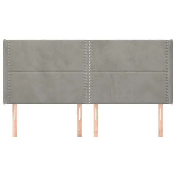 Tăblie de pat cu aripioare gri deschis 163x16x118/128cm catifea