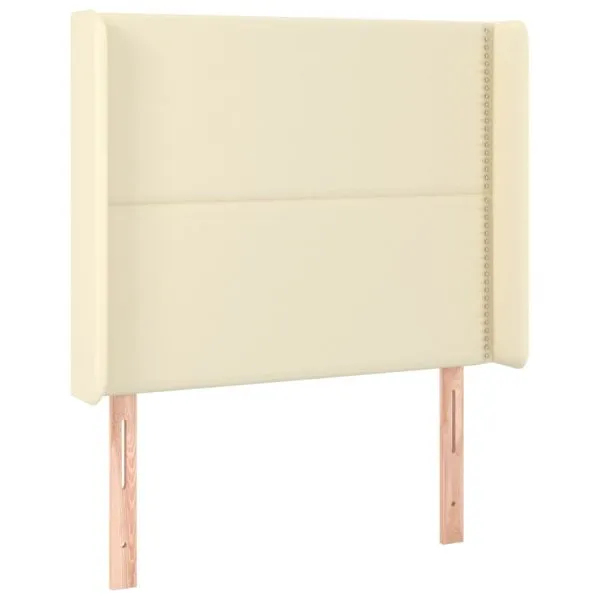 Tăblie de pat cu aripioare, crem, 103x16x118/128 cm, piele eco
