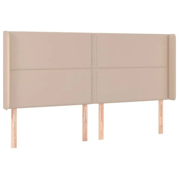 Tăblie pat cu aripioare, cappuccino,183x16x118/128 cm piele eco