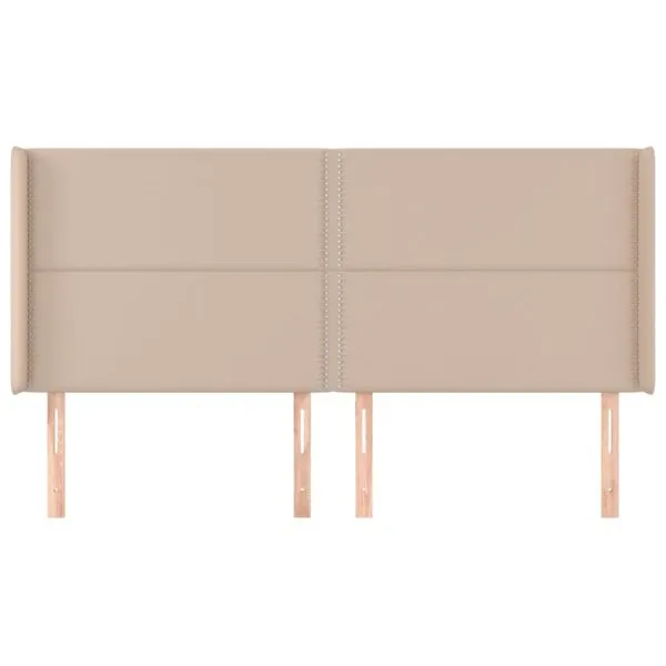 Tăblie pat cu aripioare, cappuccino,183x16x118/128 cm piele eco