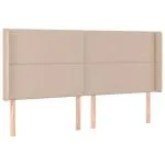 Tăblie pat cu aripioare cappuccino 203x16x118/128 cm piele eco