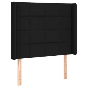 Tăblie de pat cu aripioare, negru, 93x16x118/128 cm, textil