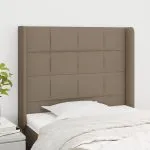 Tăblie de pat cu aripioare gri taupe 93x16x118/128 cm textil