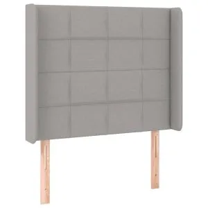 Tăblie de pat cu aripioare gri deschis 103x16x118/128 cm textil