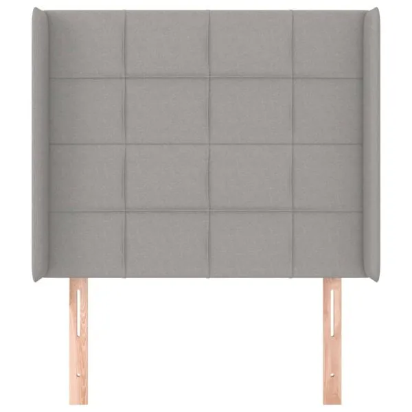Tăblie de pat cu aripioare gri deschis 103x16x118/128 cm textil